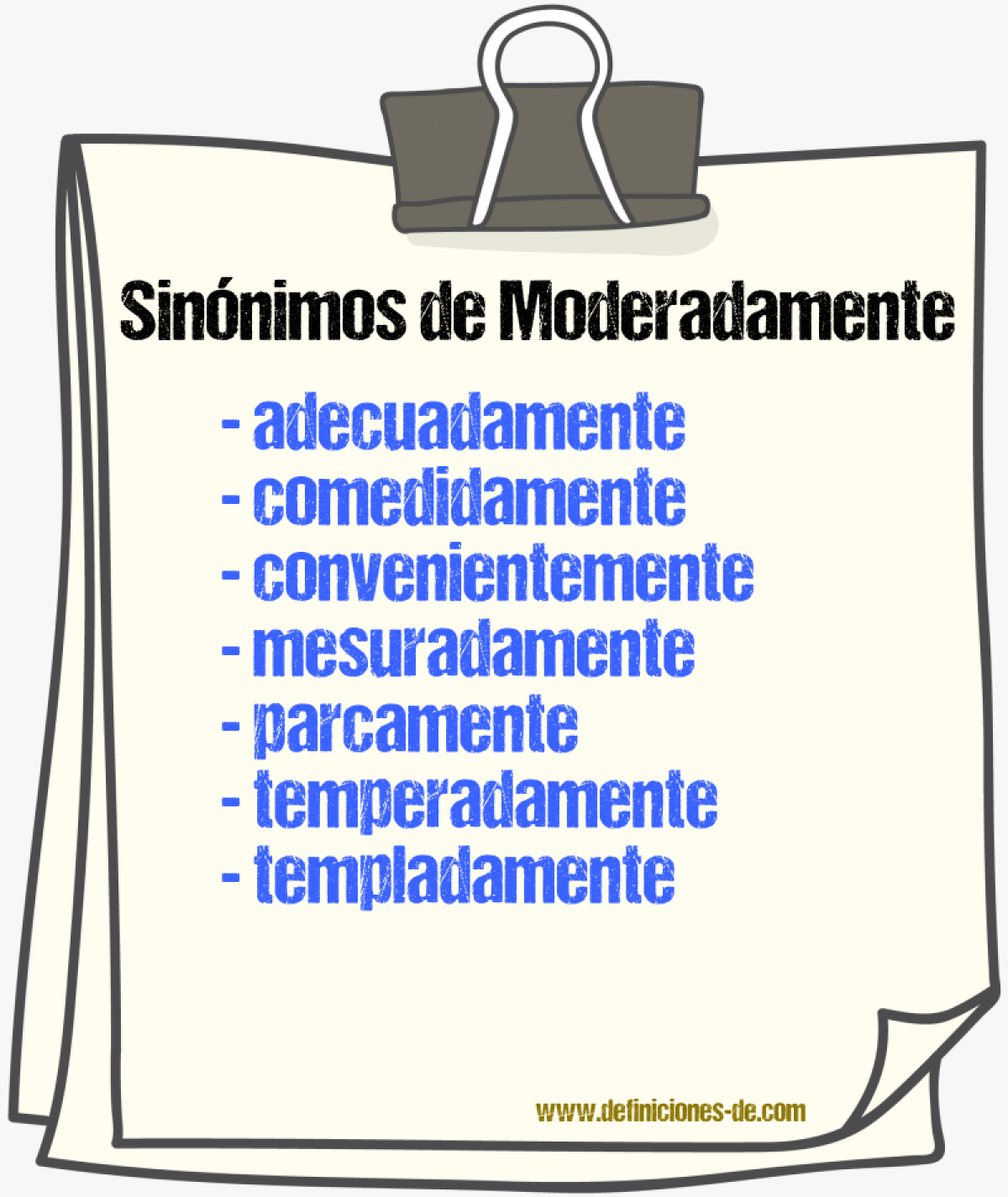 Sinnimos de moderadamente