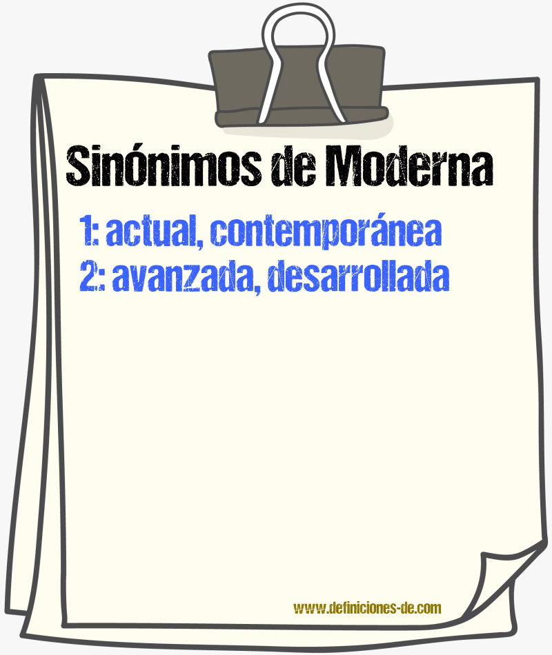 Sinónimos de moderna