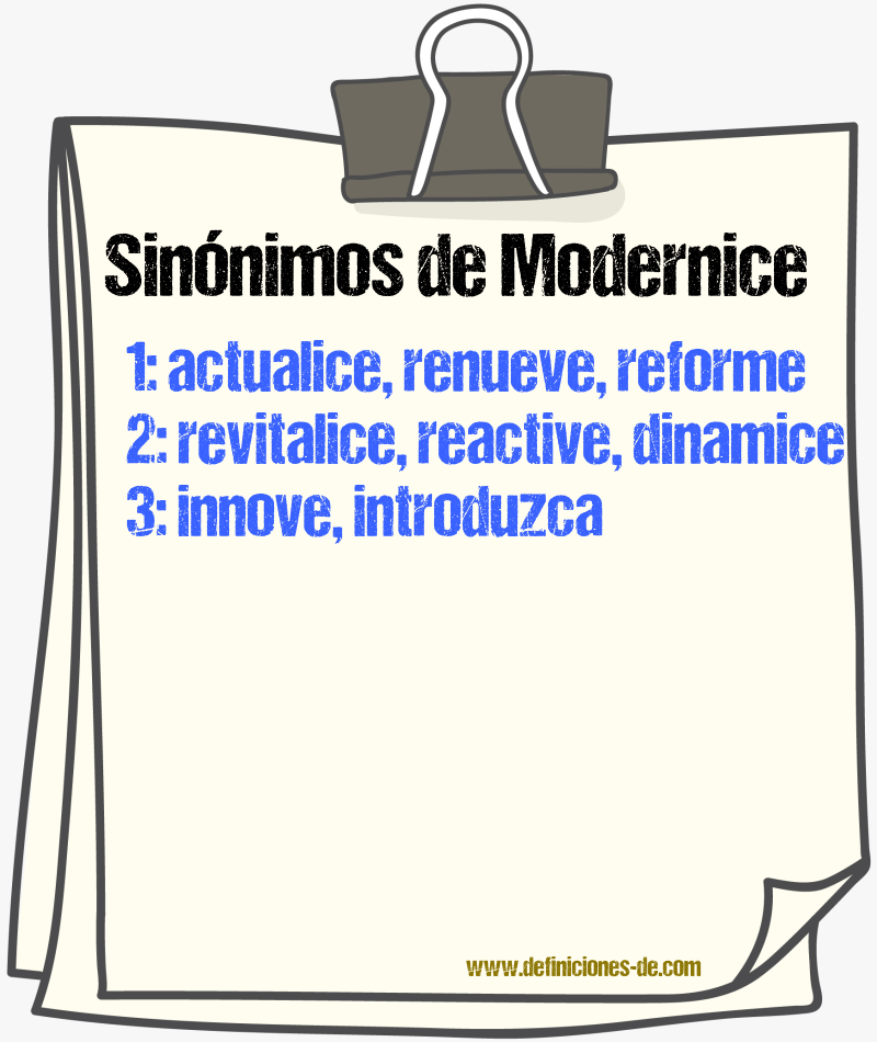 Sinónimos de modernice