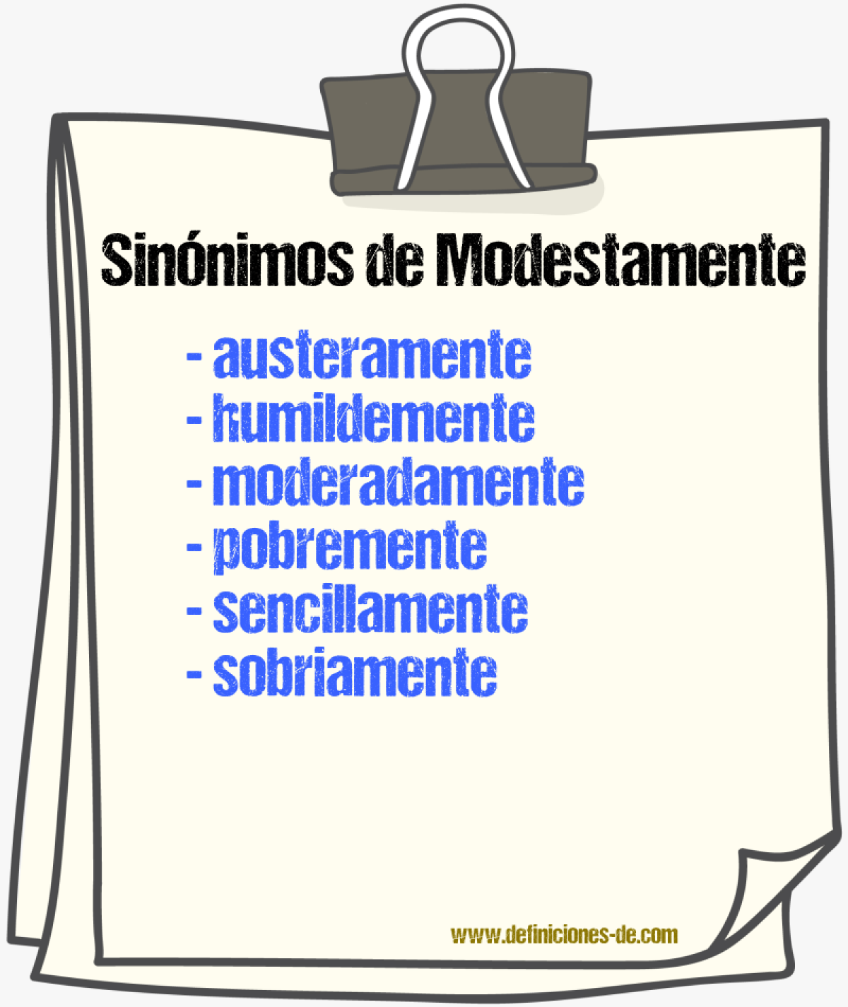 Sinnimos de modestamente