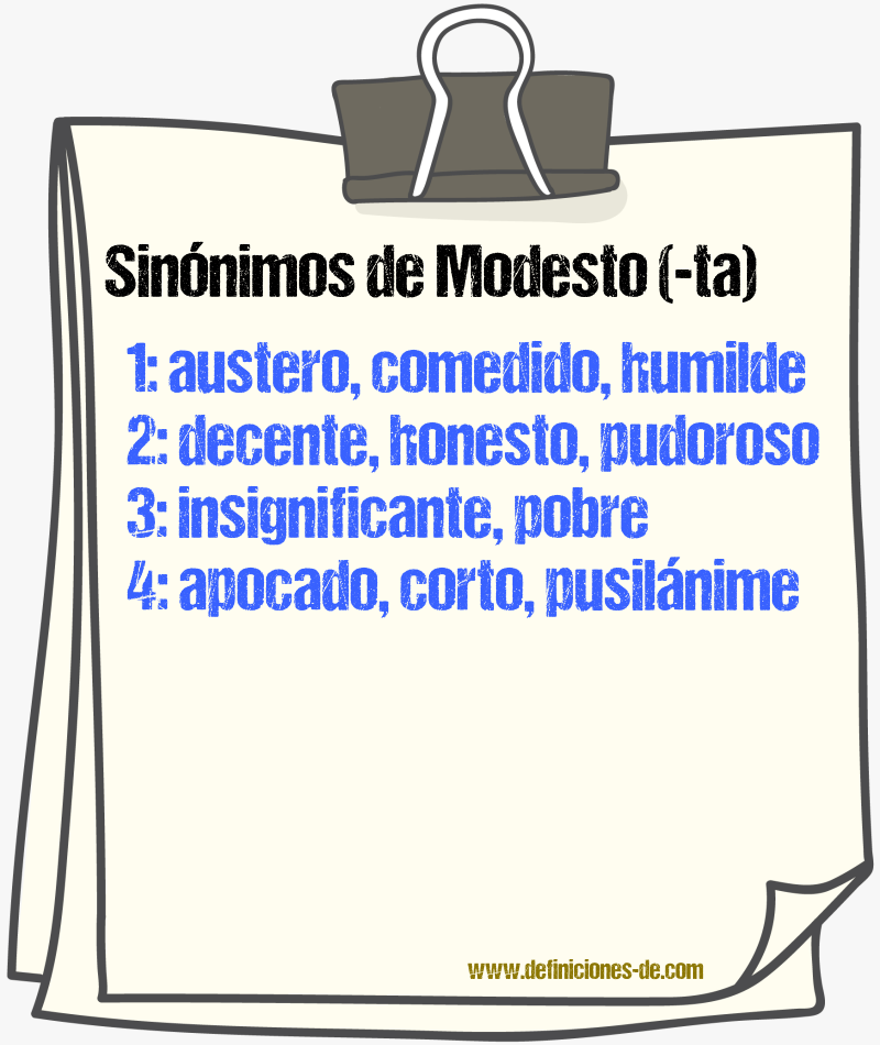 Sinnimos de modesto