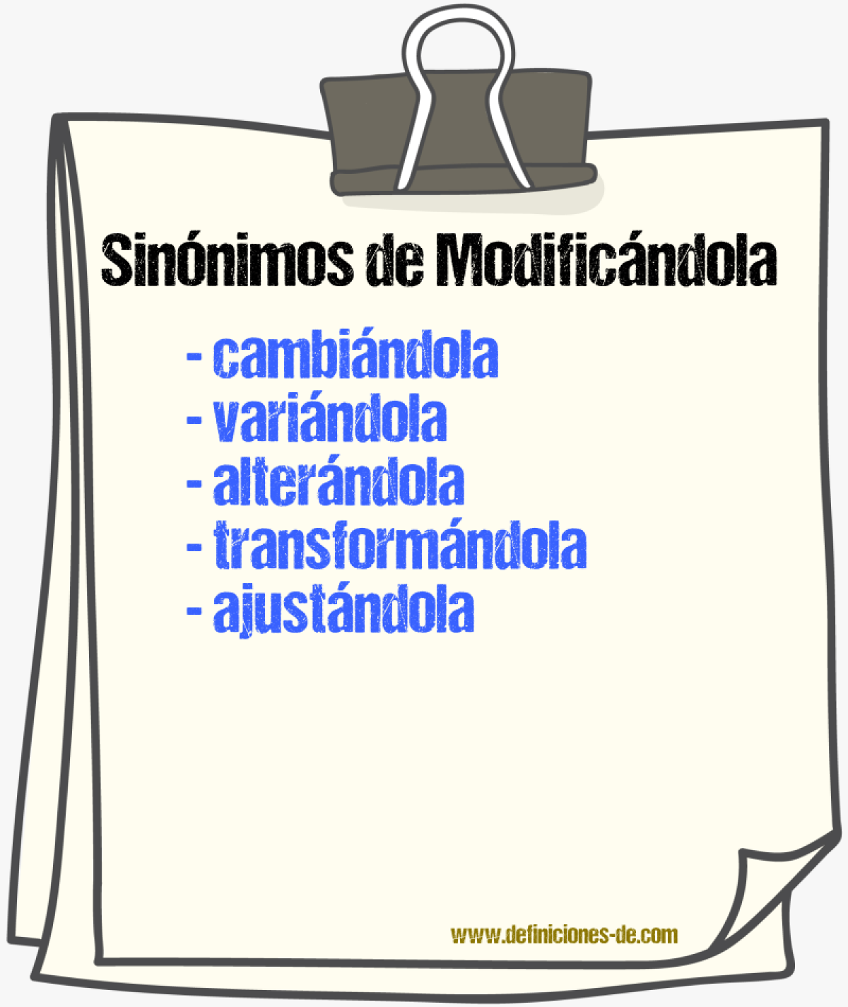 Sinónimos de modificándola