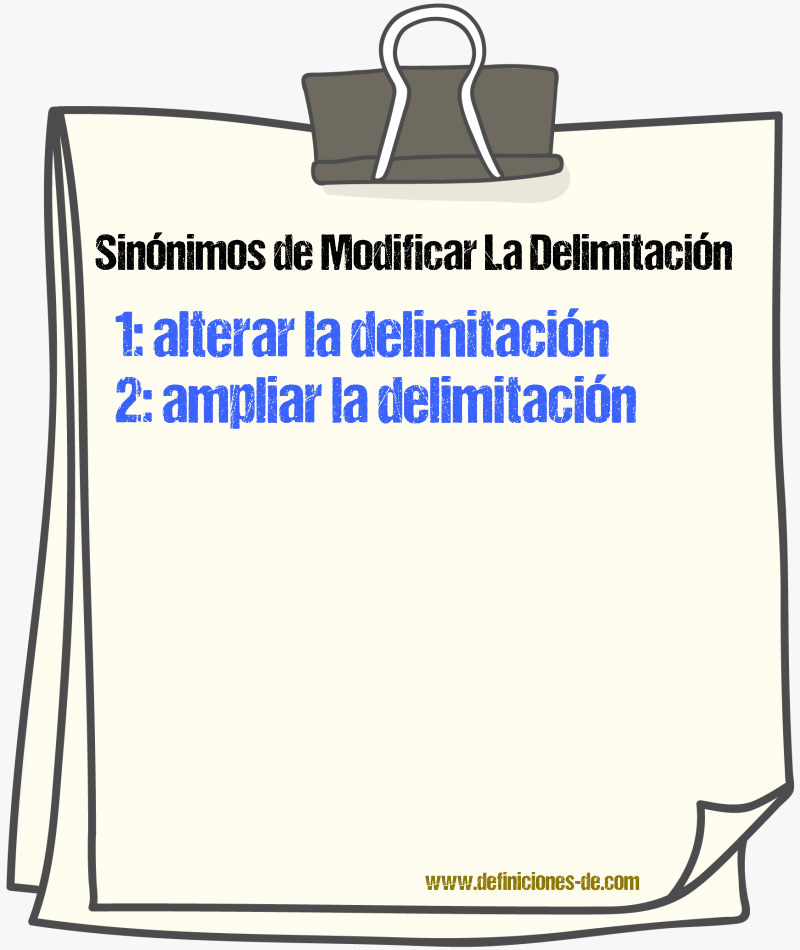 Sinónimos de modificar la delimitación