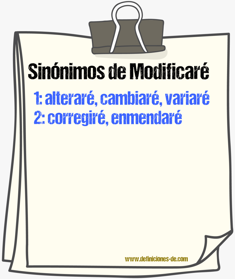 Sinónimos de modificaré
