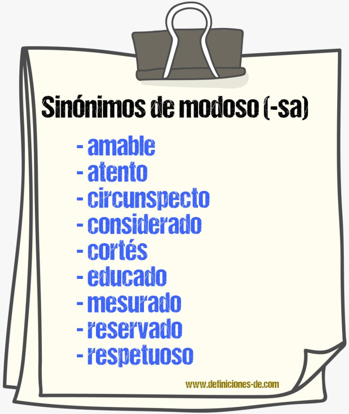 Sinnimos de modoso