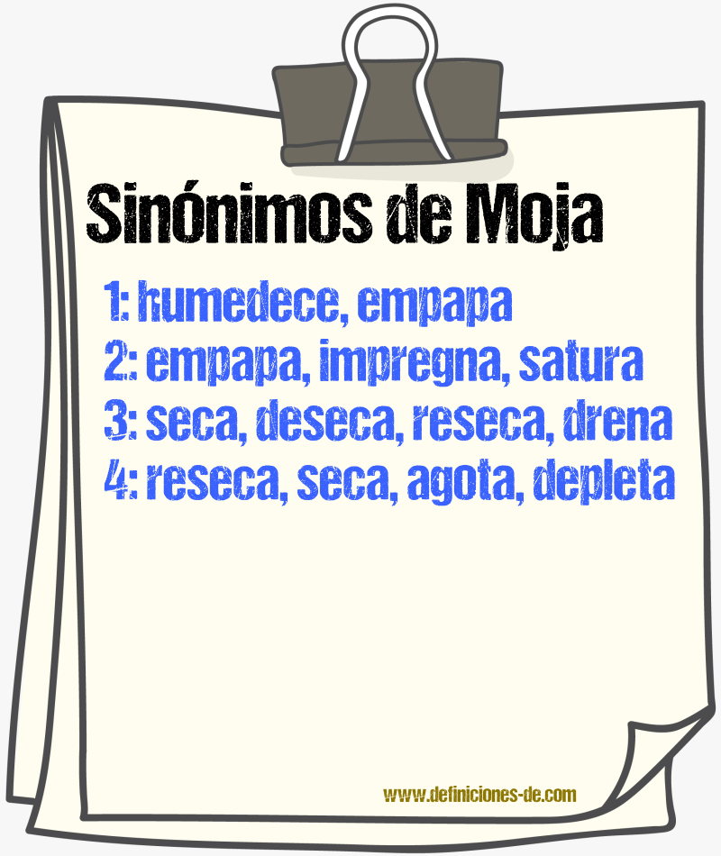 Sinónimos de moja
