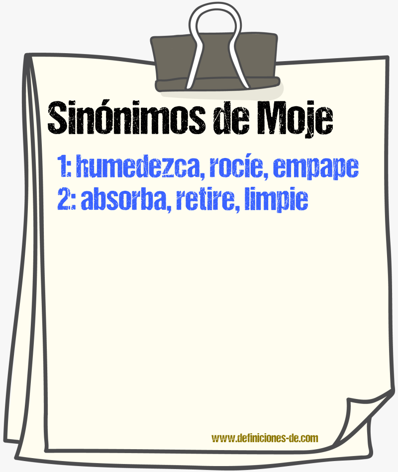 Sinónimos de moje
