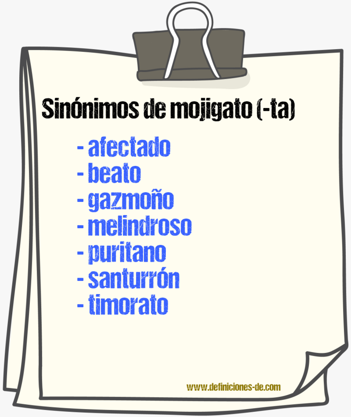 Sinnimos de mojigato