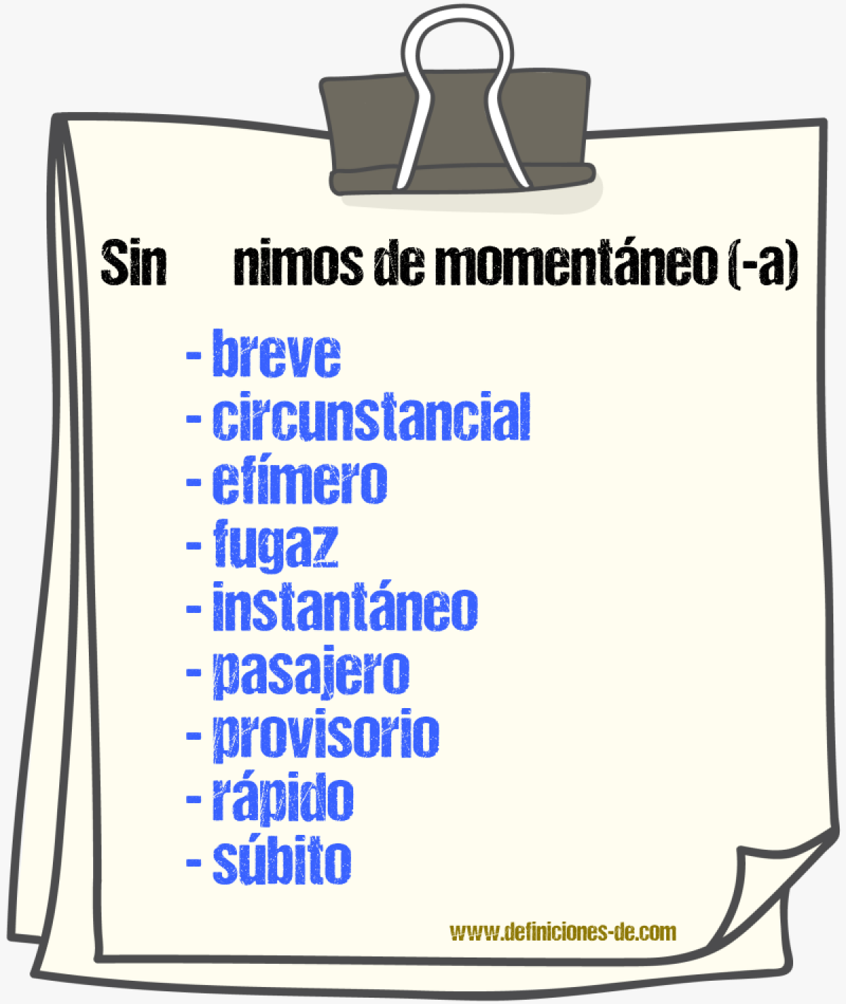 Sinnimos de momentneo