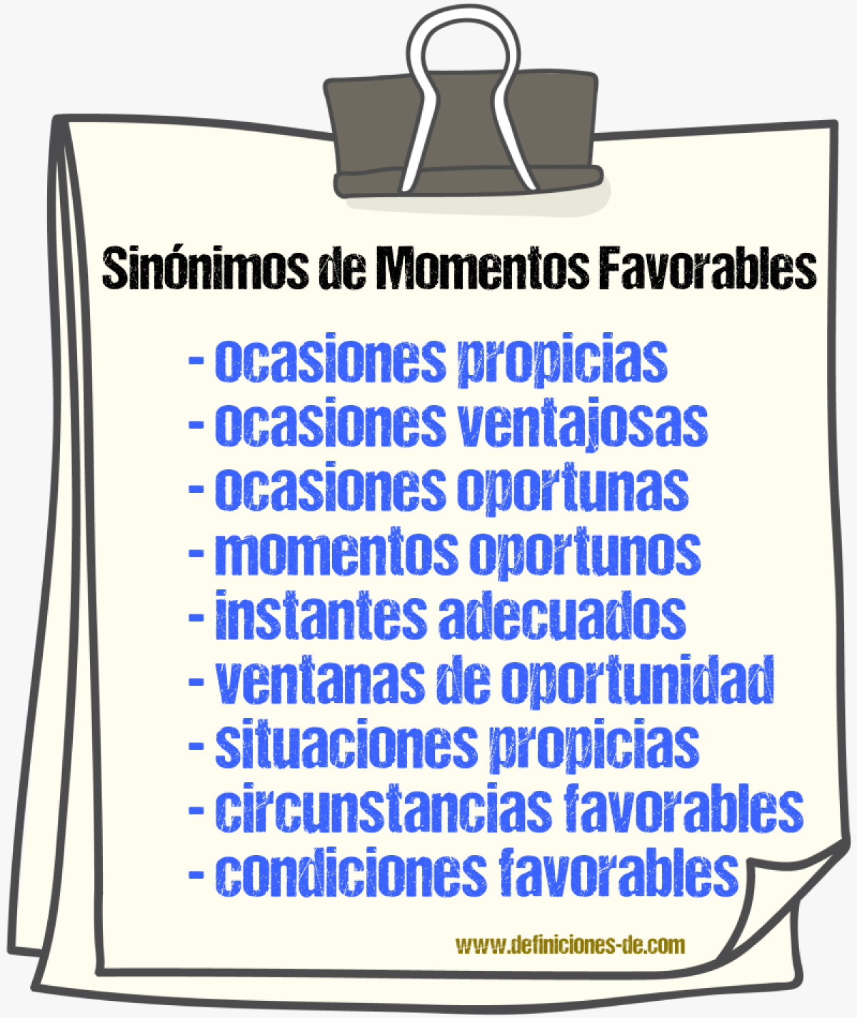 Sinónimos de momentos favorables