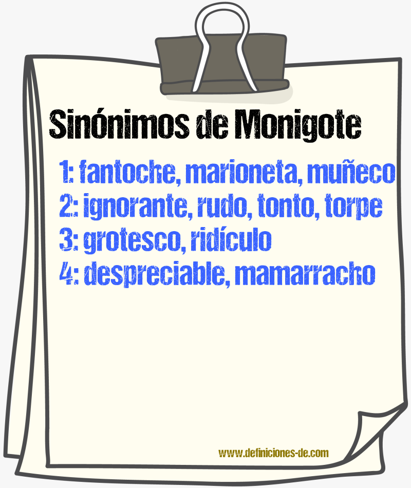 Sinónimos de monigote