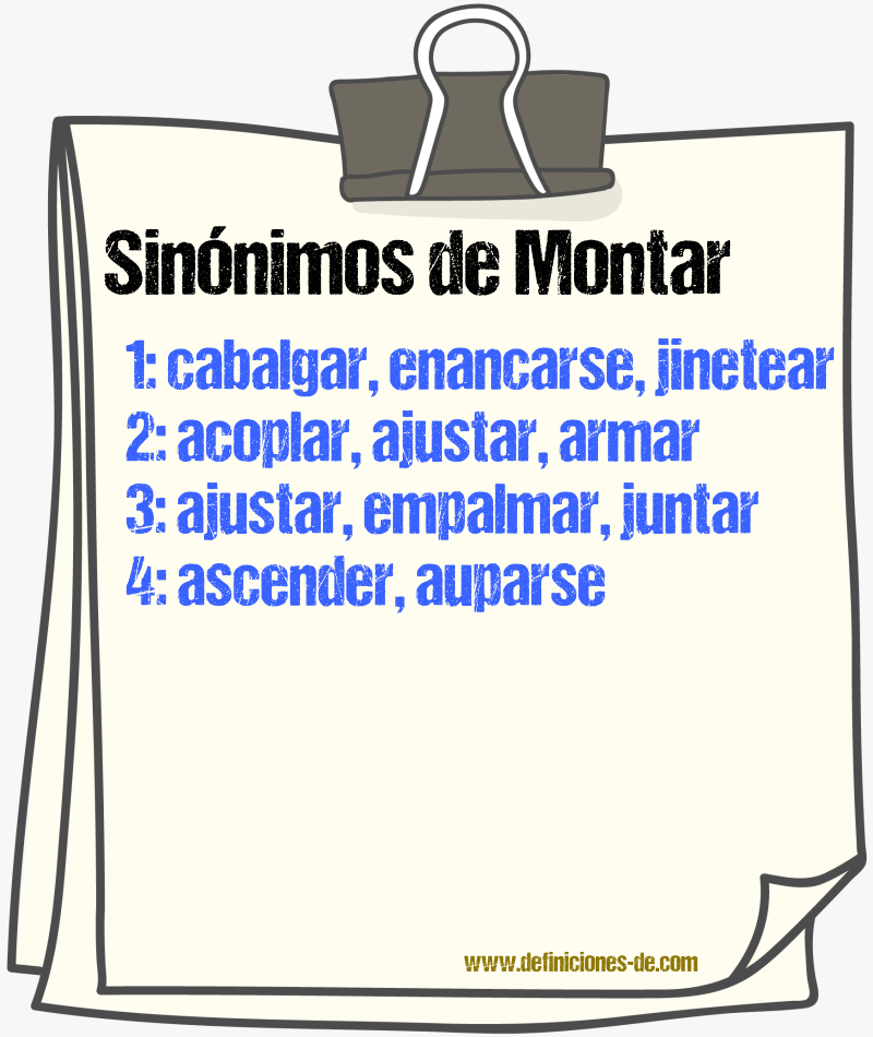 Sinnimos de montar