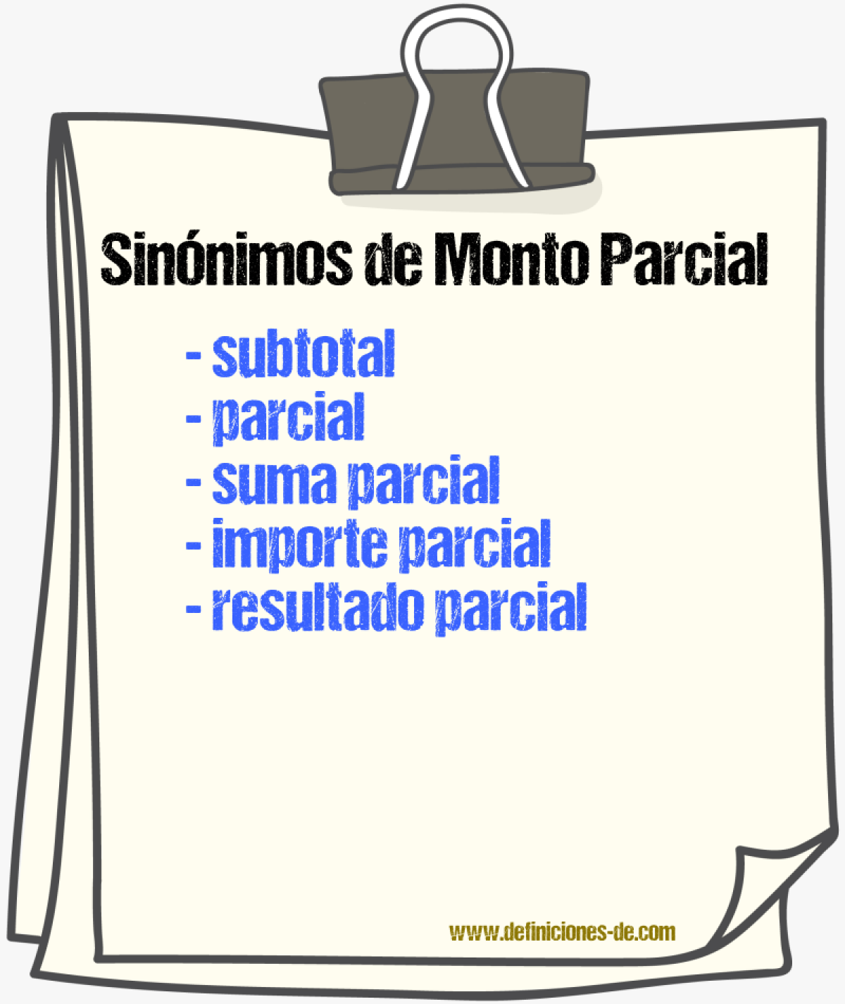 Sinónimos de monto parcial