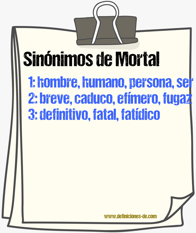 Sinnimos de mortal