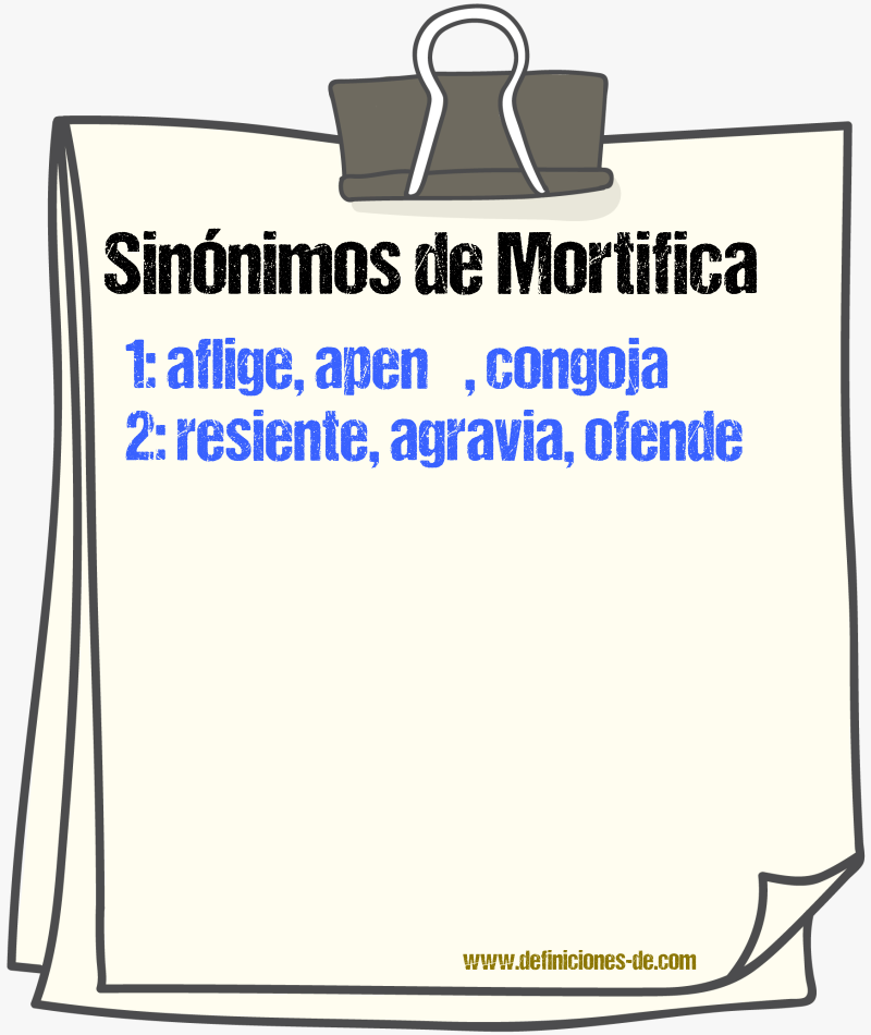 Sinónimos de mortifica