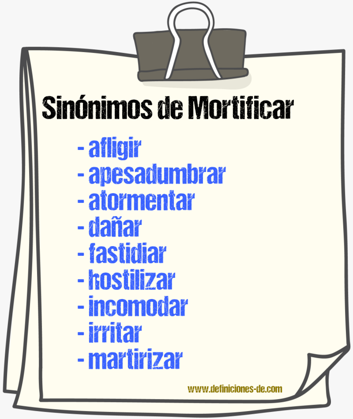 Sinnimos de mortificar