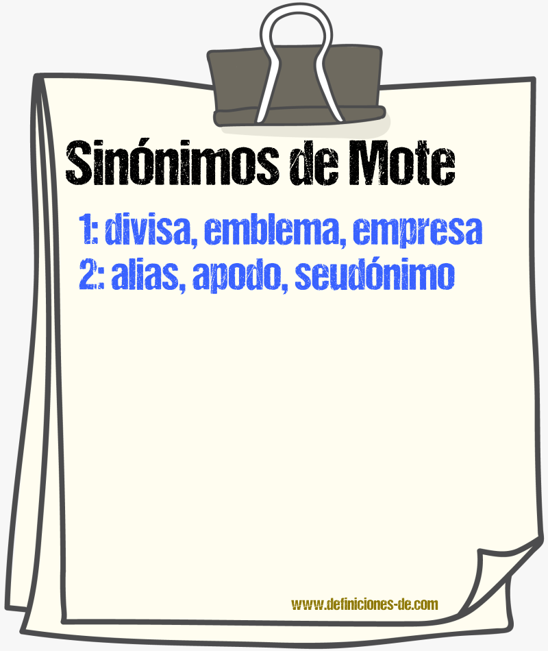 Sinnimos de mote