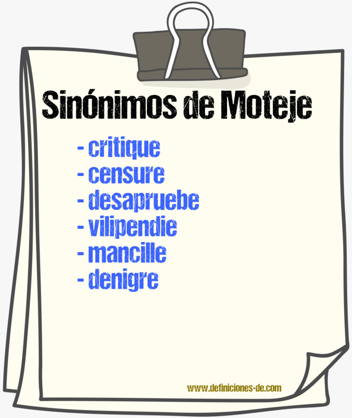 Sinónimos de moteje