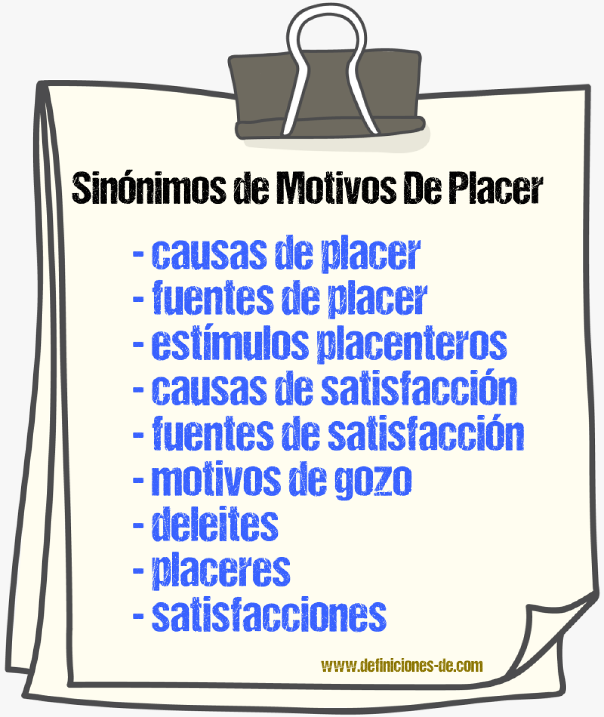 Sinónimos de motivos de placer
