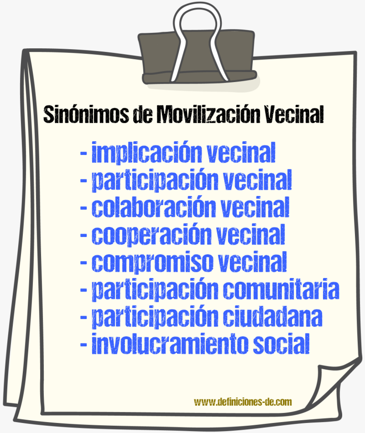 Sinónimos de movilización vecinal