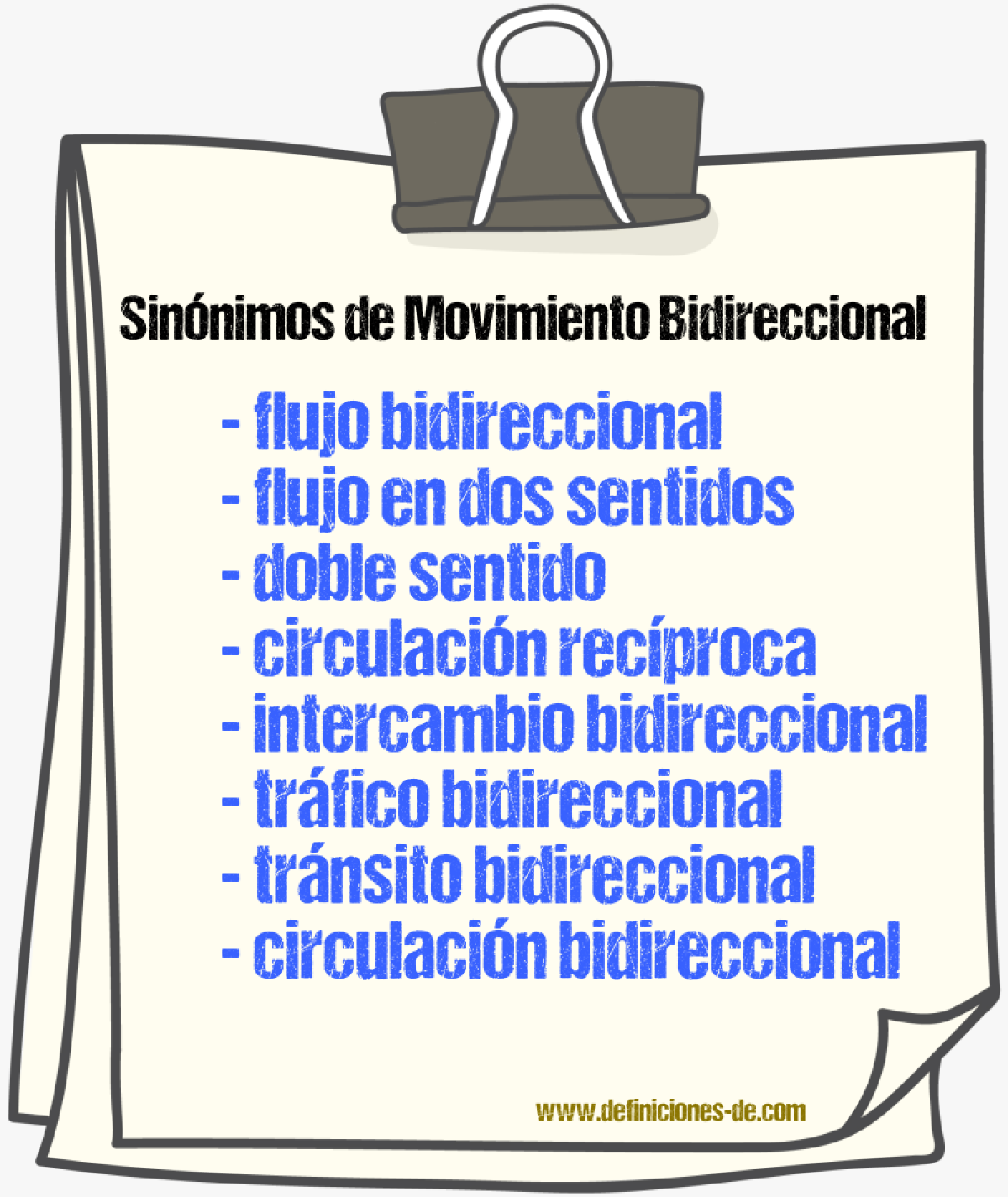 Sinónimos de movimiento bidireccional