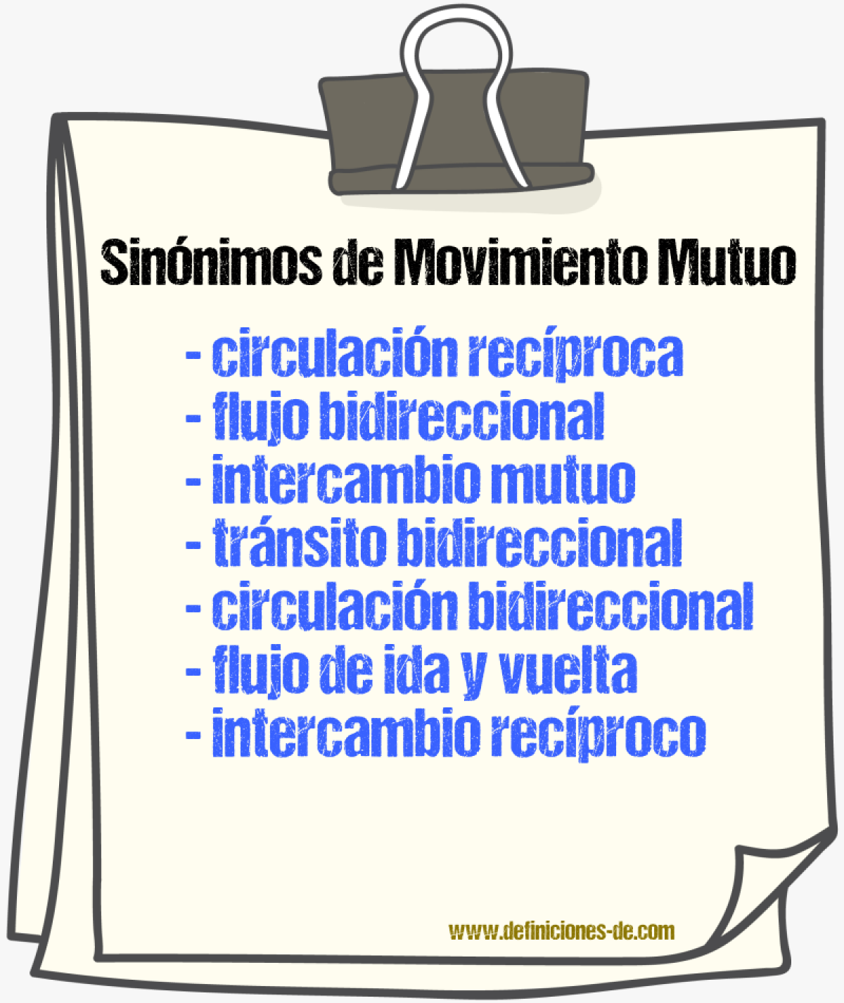Sinónimos de movimiento mutuo