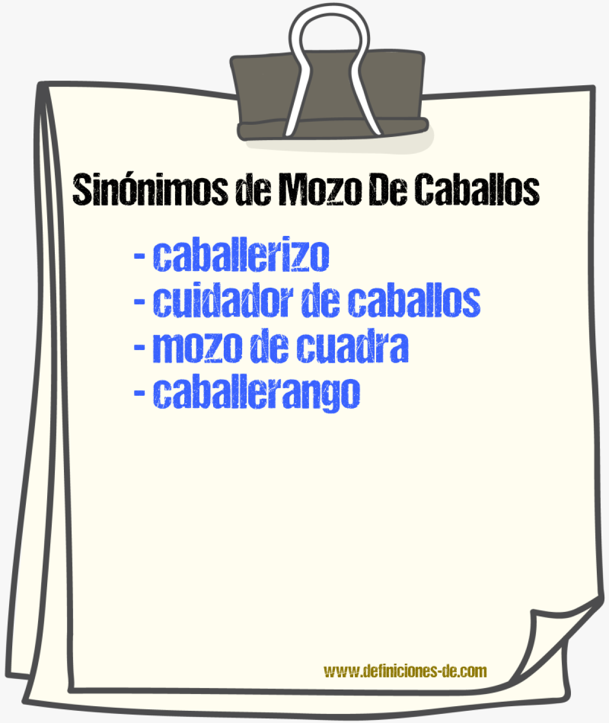 Sinnimos de mozo de caballos