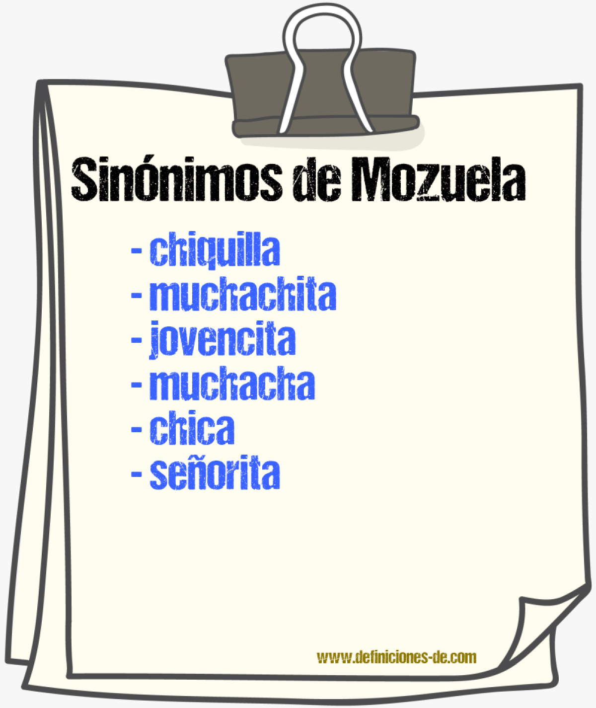Sinónimos de mozuela