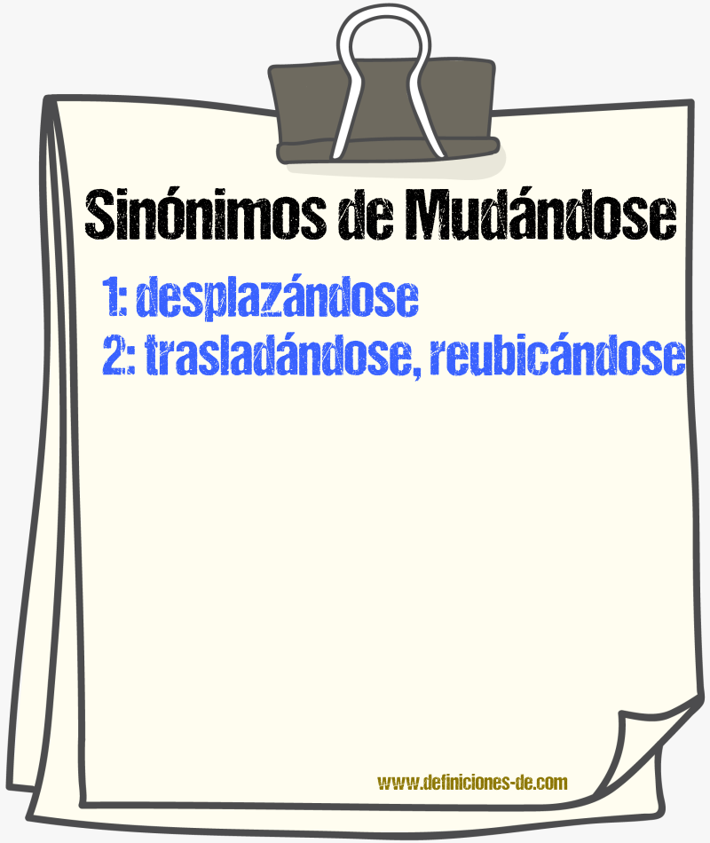 Sinónimos de mudándose