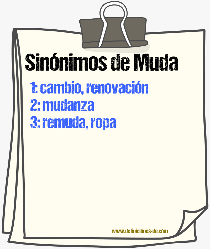 Sinnimos de muda