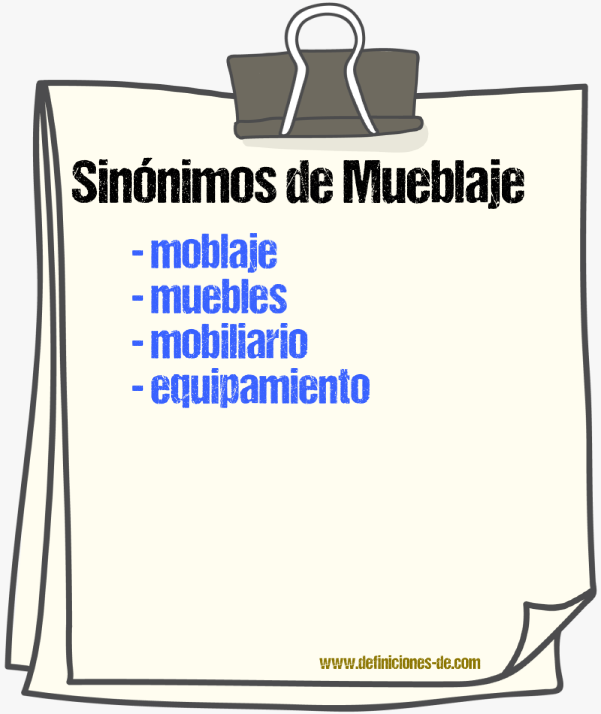 Sinnimos de mueblaje