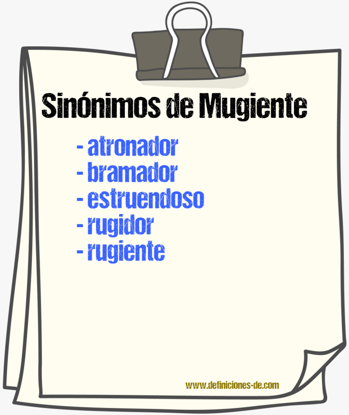 Sinnimos de mugiente