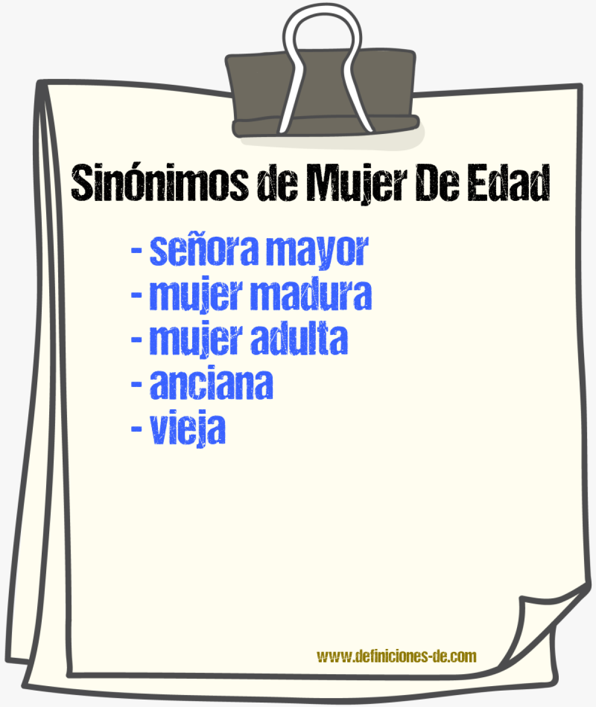 Sinónimos de mujer de edad