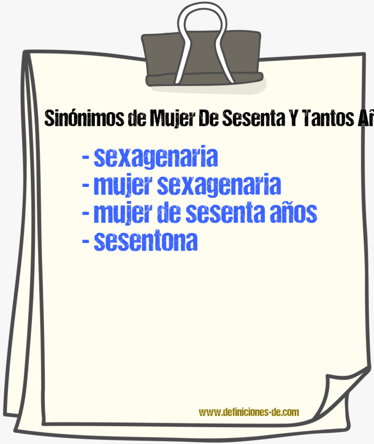 Sinónimos de mujer de sesenta y tantos años