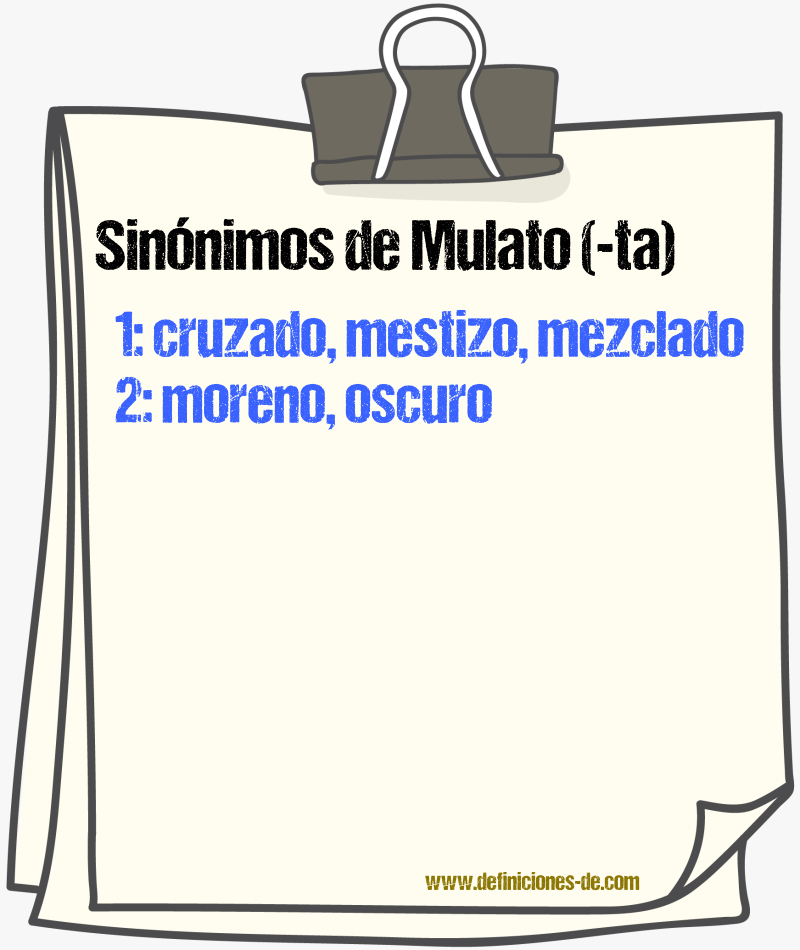 Sinnimos de mulato