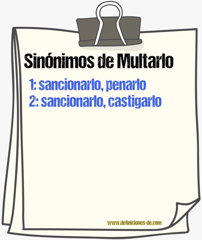 Sinónimos de multarlo