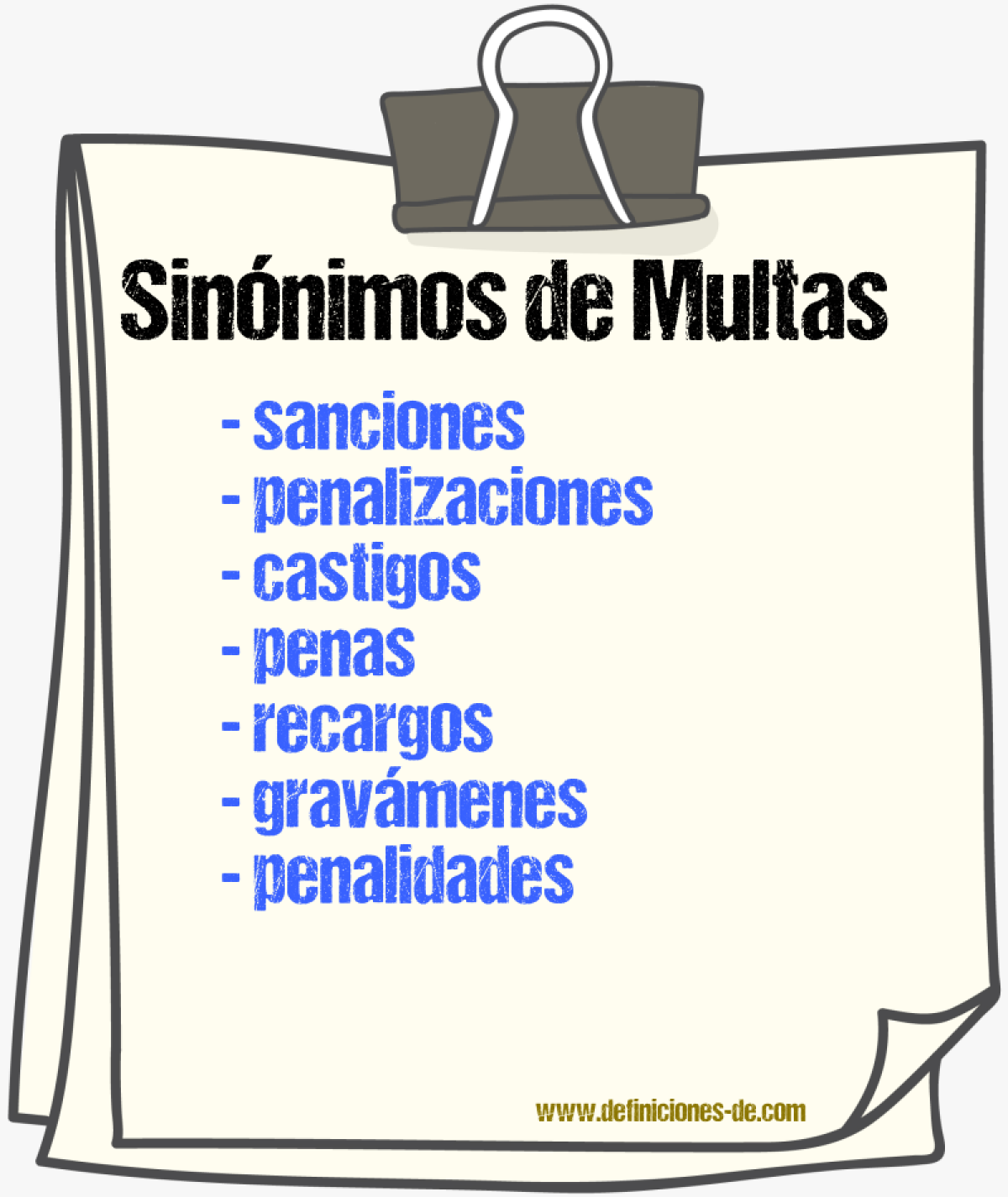 Sinónimos de multas