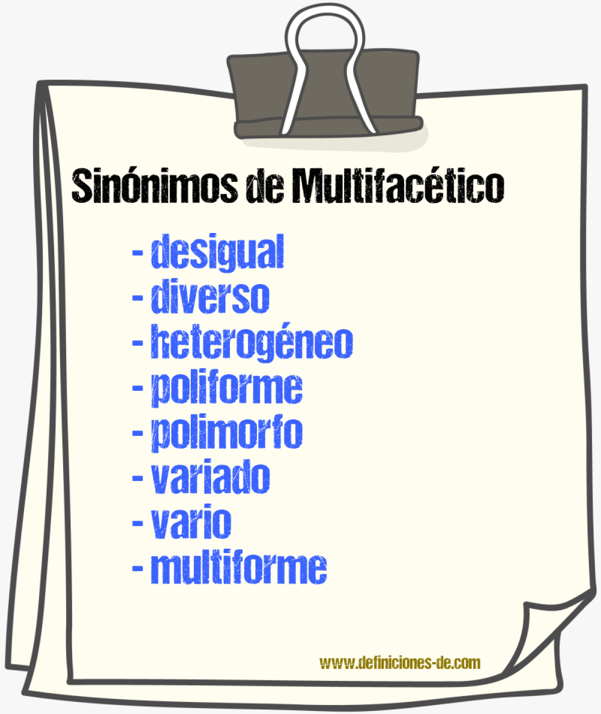 Sinnimos de multifactico