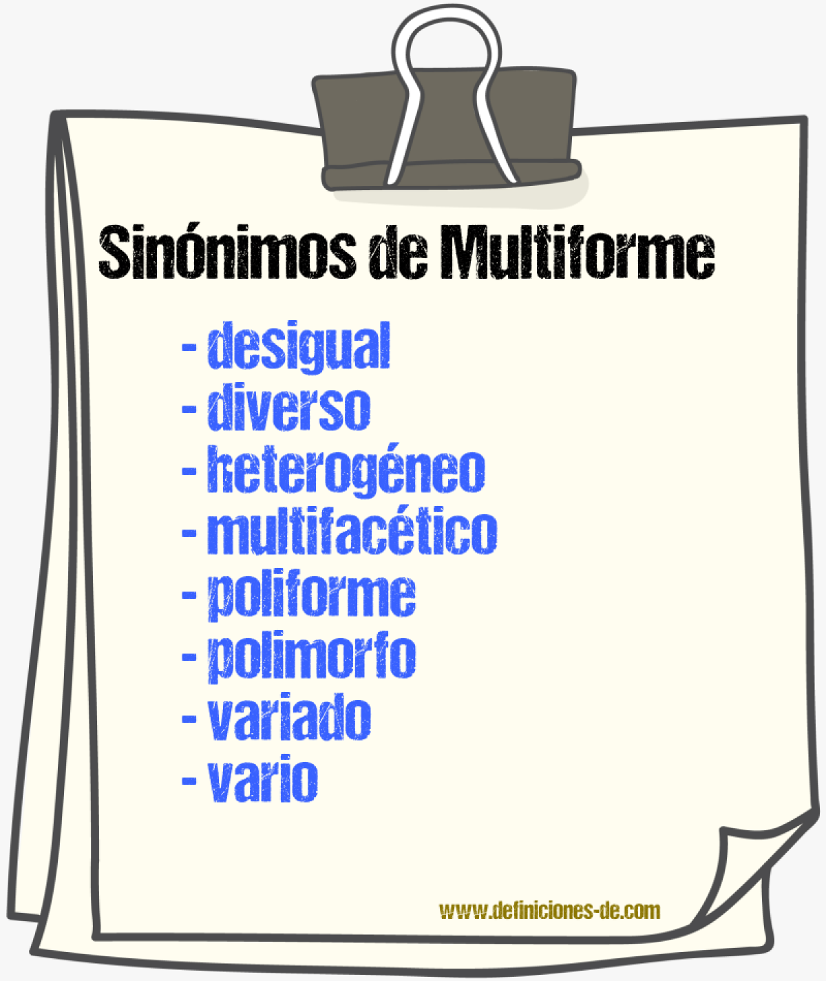 Sinnimos de multiforme