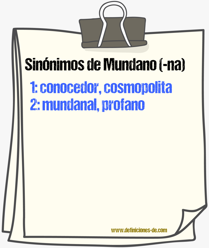 Sinnimos de mundano