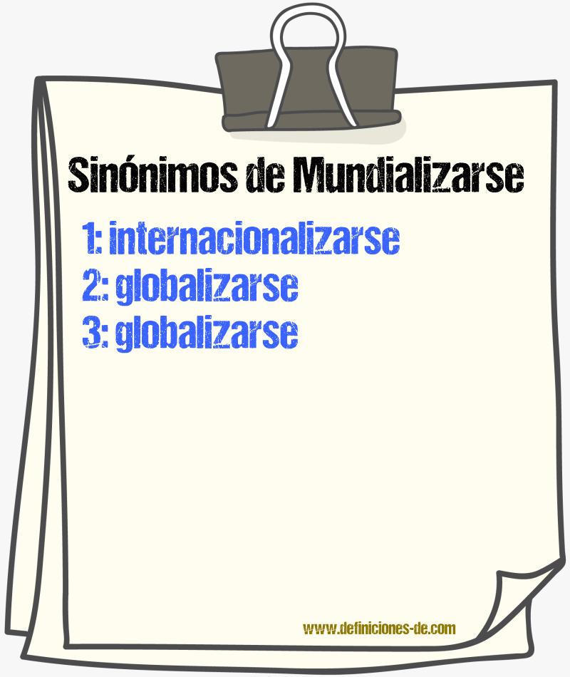 Sinónimos de mundializarse