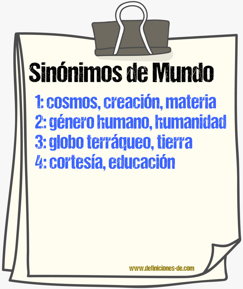 Sinnimos de mundo