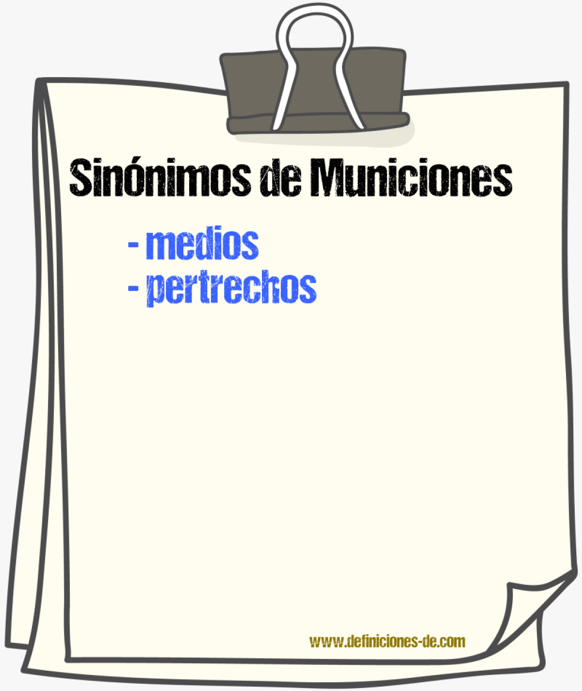 Sinnimos de municiones