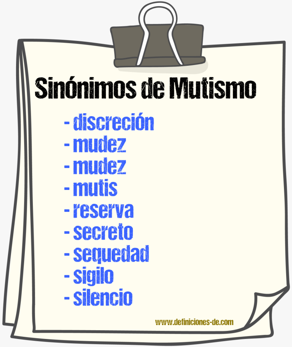 Sinnimos de mutismo