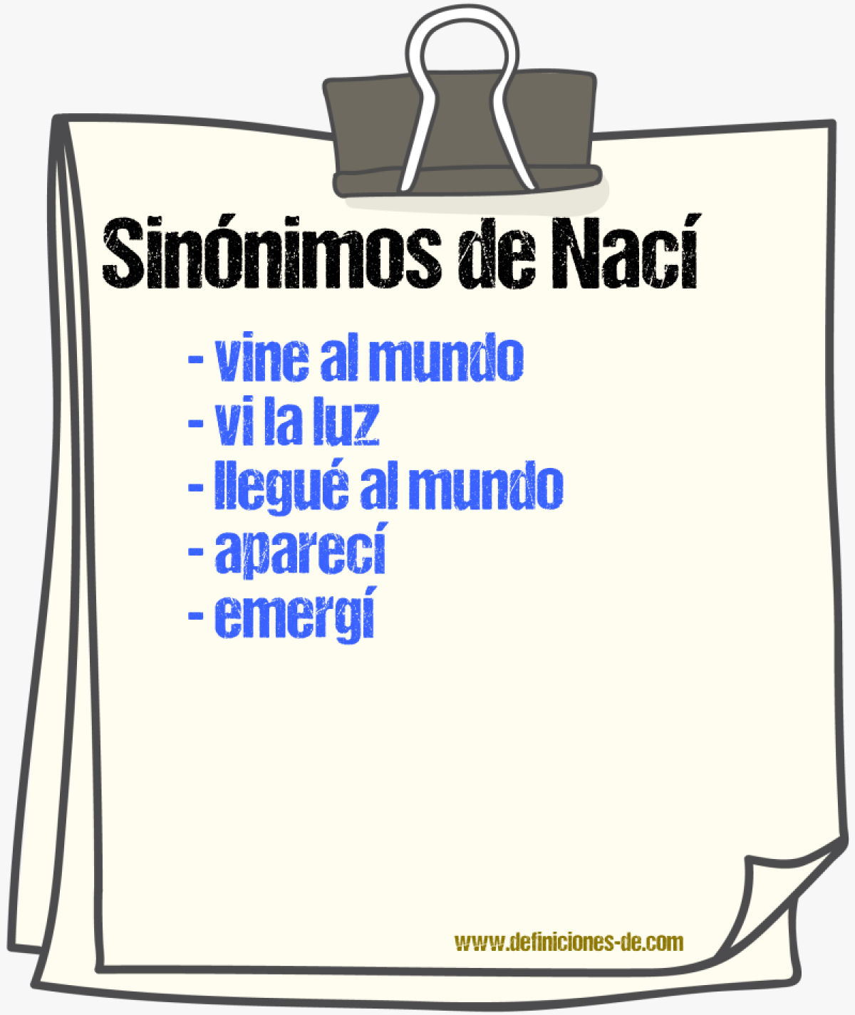 Sinónimos de nací