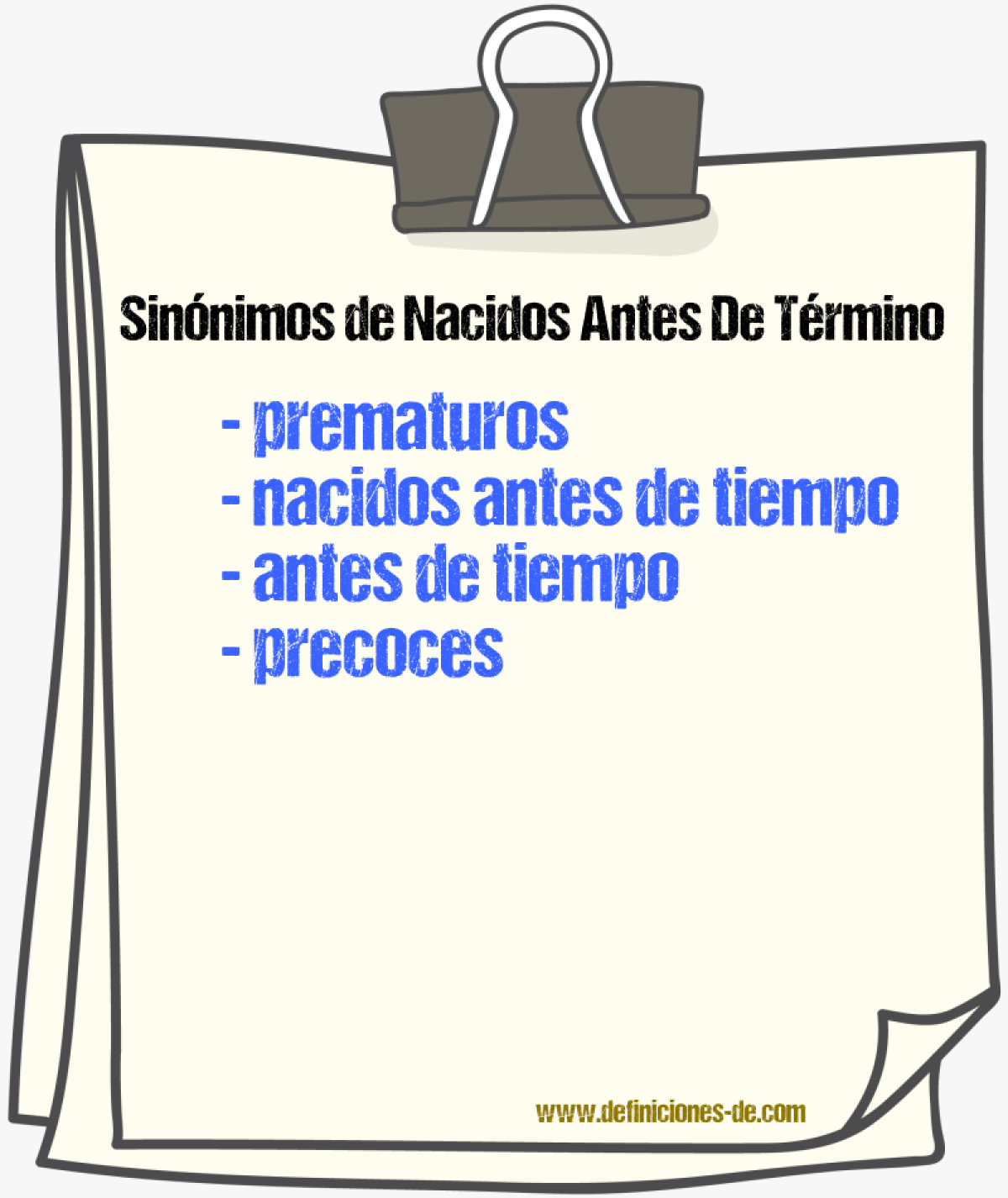 Sinónimos de nacidos antes de término