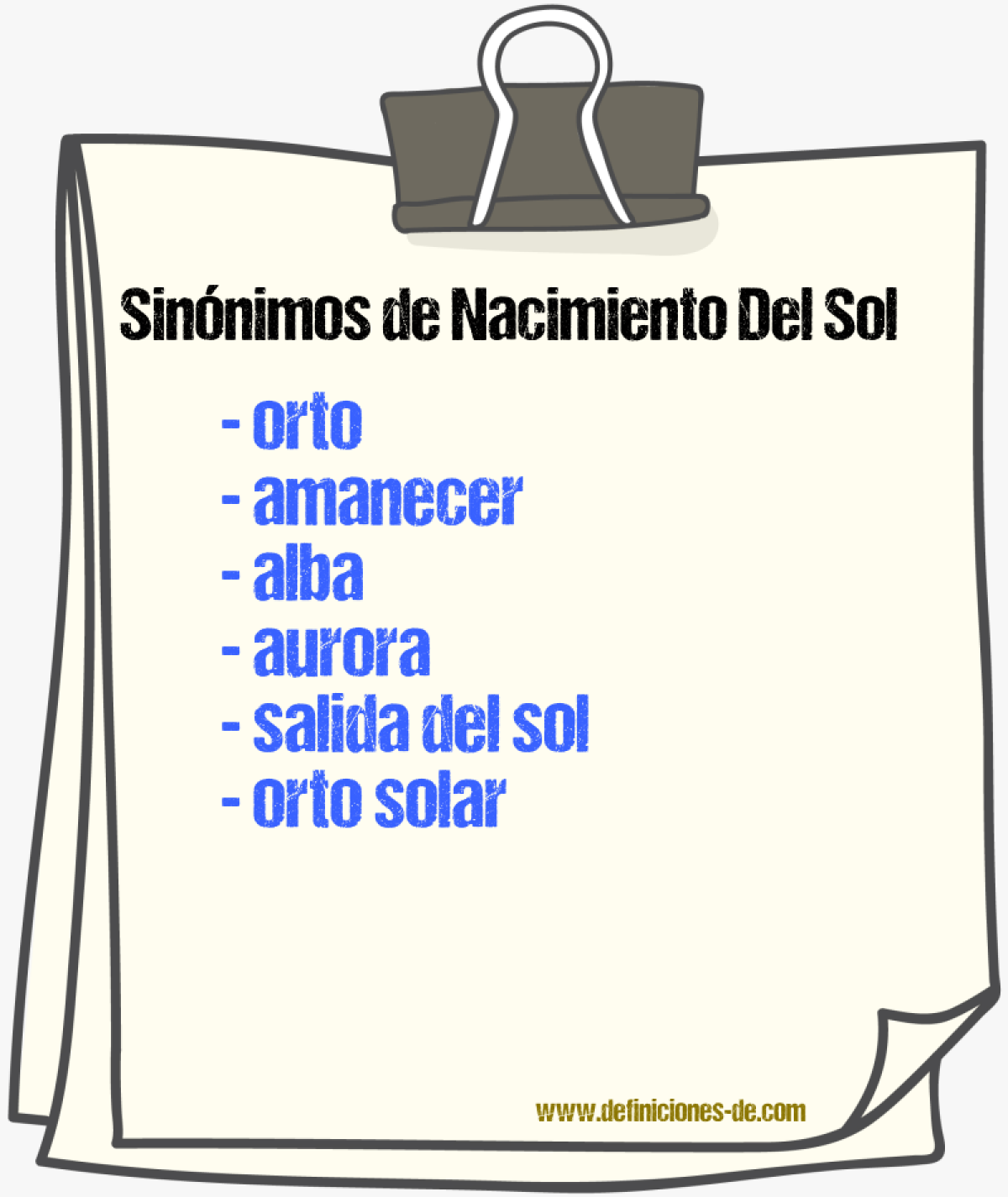 Sinónimos de nacimiento del sol