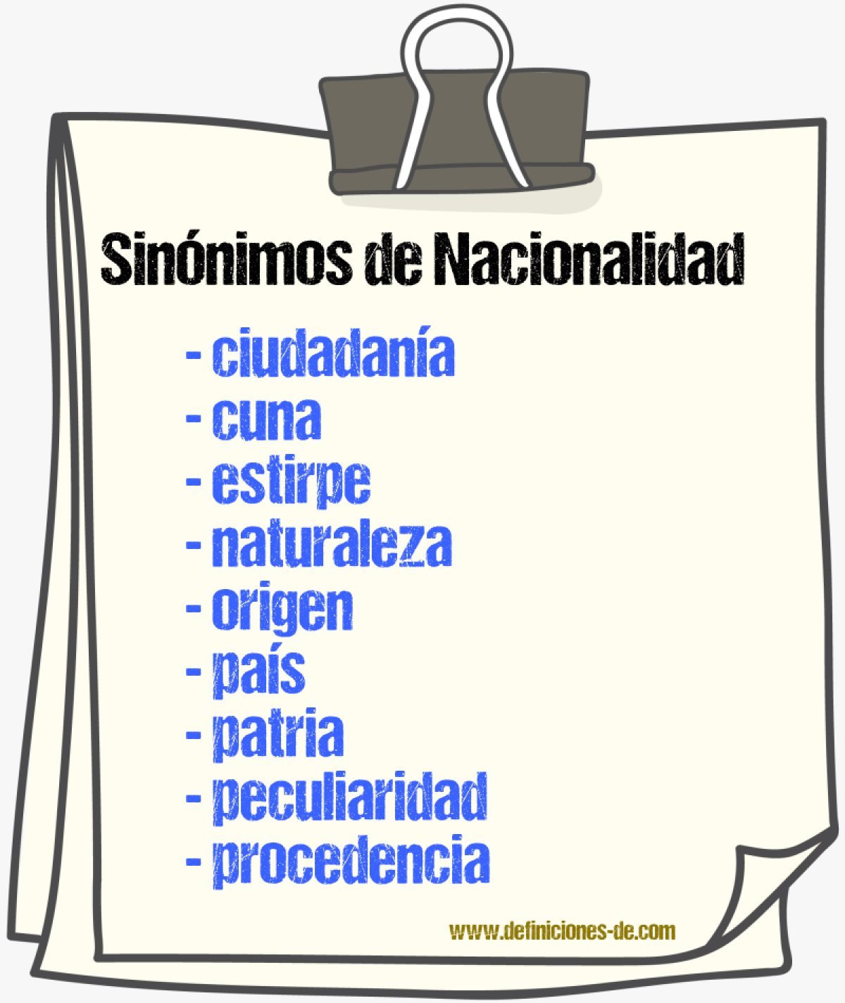 Sinnimos de nacionalidad