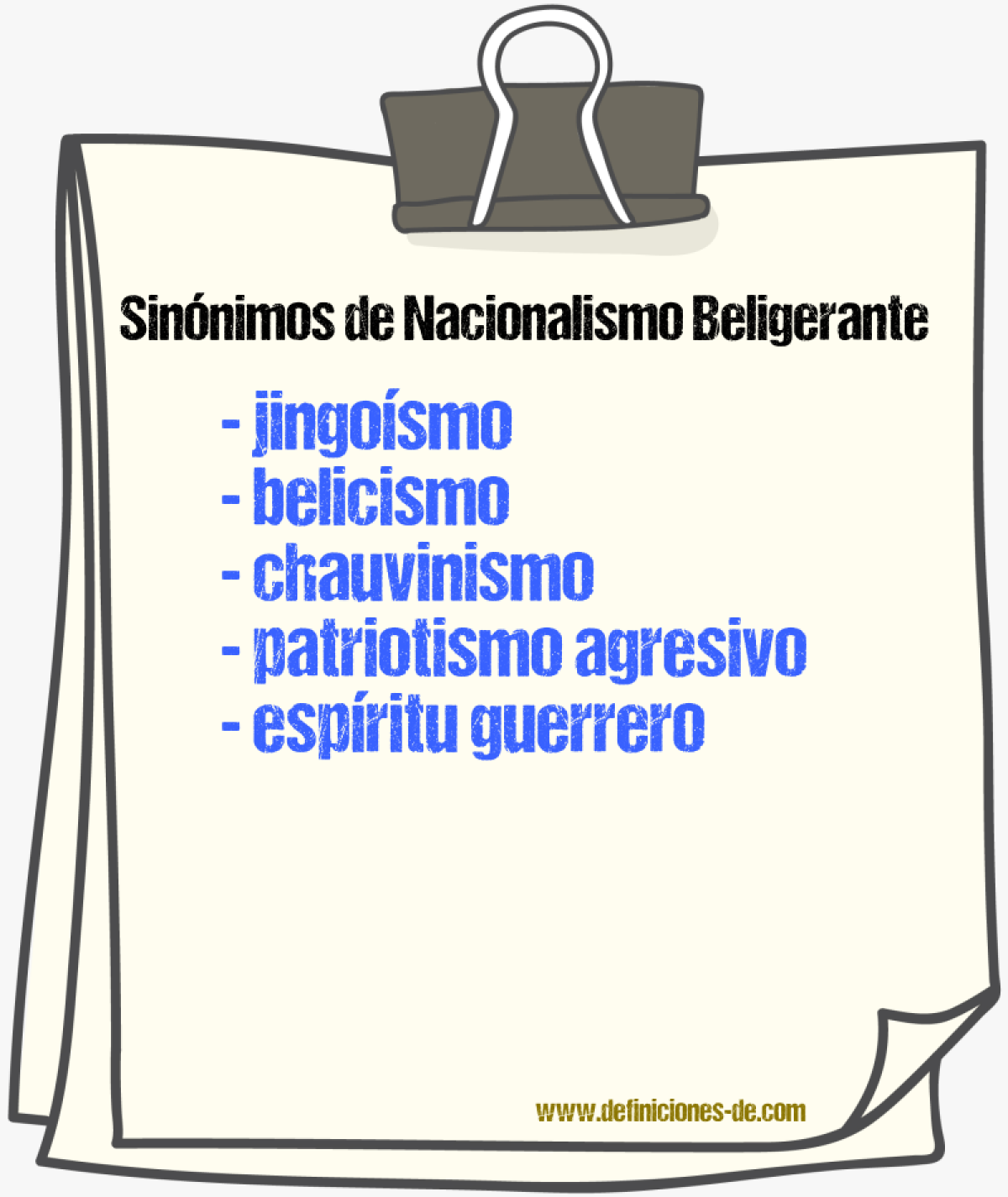 Sinónimos de nacionalismo beligerante