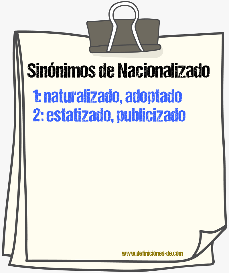 Sinónimos de nacionalizado